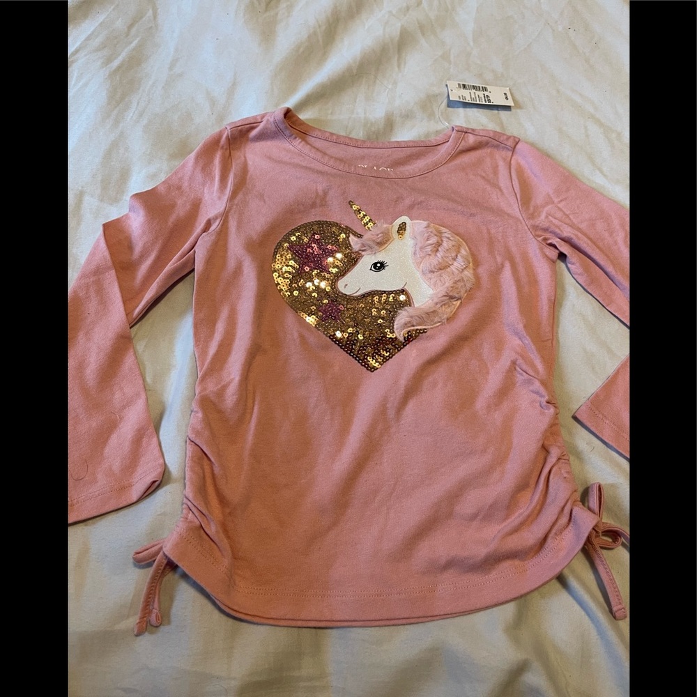 Childrens Place Long Sleeve Unicorn Tee w/ Side ties NWT